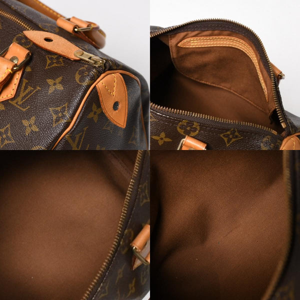 LOUIS VUITTON ルイヴィトン スピーディ25 ハンドバック M41528 モノグラム PVC ヌメ革 レザー ブラウン ゴールド金具 美品 中古 4a004871