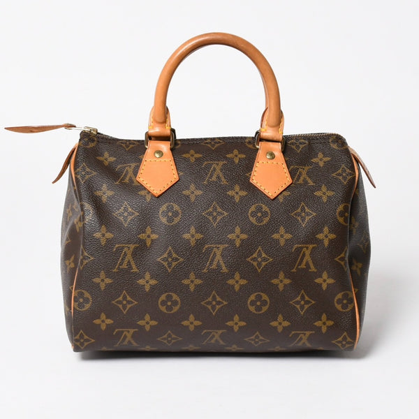 LOUIS VUITTON ルイヴィトン スピーディ25 ハンドバック M41528 モノグラム PVC ヌメ革 レザー ブラウン ゴールド金具 美品 中古 4a004871