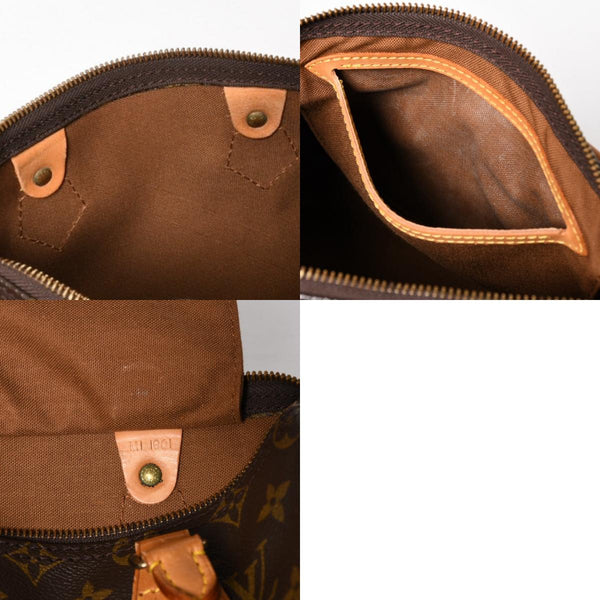 LOUIS VUITTON ルイヴィトン スピーディ25 ハンドバック M41528 モノグラム PVC ヌメ革 レザー ブラウン ゴールド金具 美品 中古 4a004871