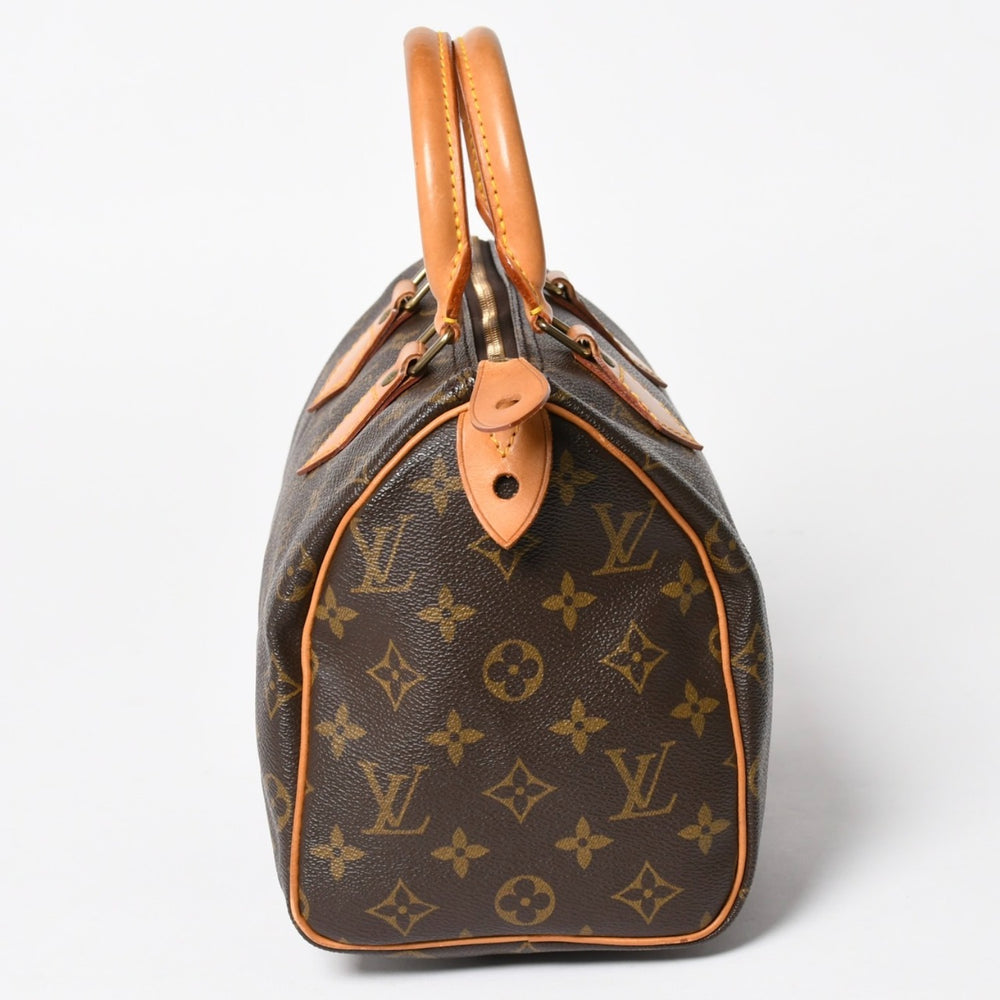 LOUIS VUITTON ルイヴィトン スピーディ25 ハンドバック M41528 モノグラム PVC ヌメ革 レザー ブラウン ゴールド金具 美品 中古 4a004871