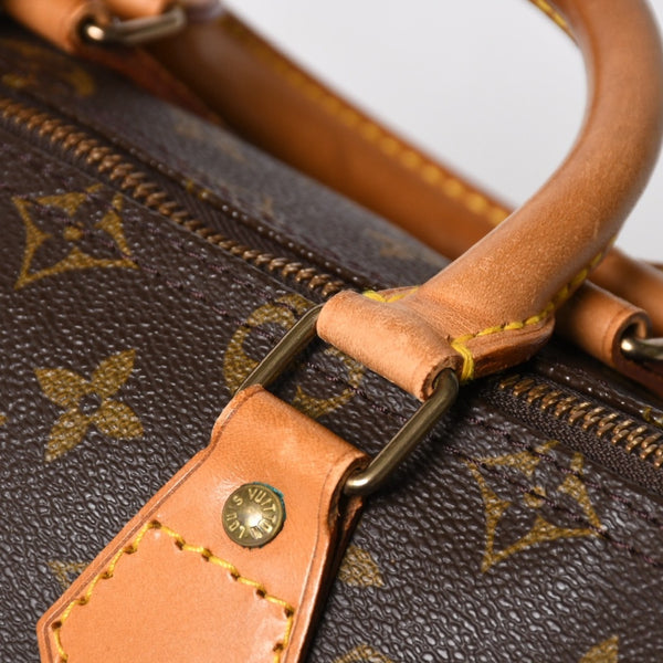 LOUIS VUITTON ルイヴィトン スピーディ25 ハンドバック M41528 モノグラム PVC ヌメ革 レザー ブラウン ゴールド金具 美品 中古 4a004871