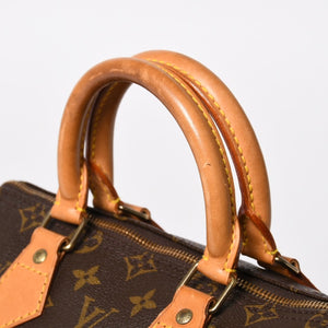 LOUIS VUITTON ルイヴィトン スピーディ25 ハンドバック M41528 モノグラム PVC ヌメ革 レザー ブラウン ゴールド金具 美品 中古 4a004871