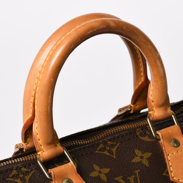 LOUIS VUITTON ルイヴィトン スピーディ25 ハンドバック M41528 モノグラム PVC ヌメ革 レザー ブラウン ゴールド金具 美品 中古 4a004871