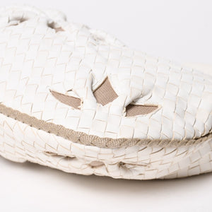 極美品 BOTTEGA VENETA ボッテガヴェネタ ホーボー ハンドバッグ ショルダーバッグ イントレチャート ホワイト アイボリー 中古 4a004834