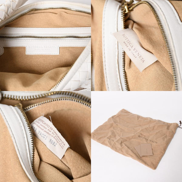 極美品 BOTTEGA VENETA ボッテガヴェネタ ホーボー ハンドバッグ ショルダーバッグ イントレチャート ホワイト アイボリー 中古 4a004834