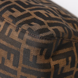 FENDI フェンディ ズッカ柄 マンマバケット ショルダーバッグ 26325 キャンバス レザー ブラウン FFバックル シルバー金具 美品 中古 4a005256