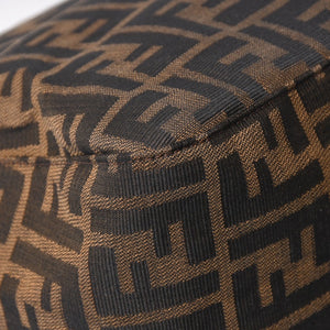FENDI フェンディ ズッカ柄 マンマバケット ショルダーバッグ 26325 キャンバス レザー ブラウン FFバックル シルバー金具 美品 中古 4a005256