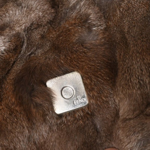 極美品 FENDI フェンディ マンマバケット ハンドバッグ 8BR180 ファー レザー ブラウン ヴィンテージ シルバー金具 中古 4a005277