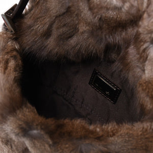 極美品 FENDI フェンディ マンマバケット ハンドバッグ 8BR180 ファー レザー ブラウン ヴィンテージ シルバー金具 中古 4a005277