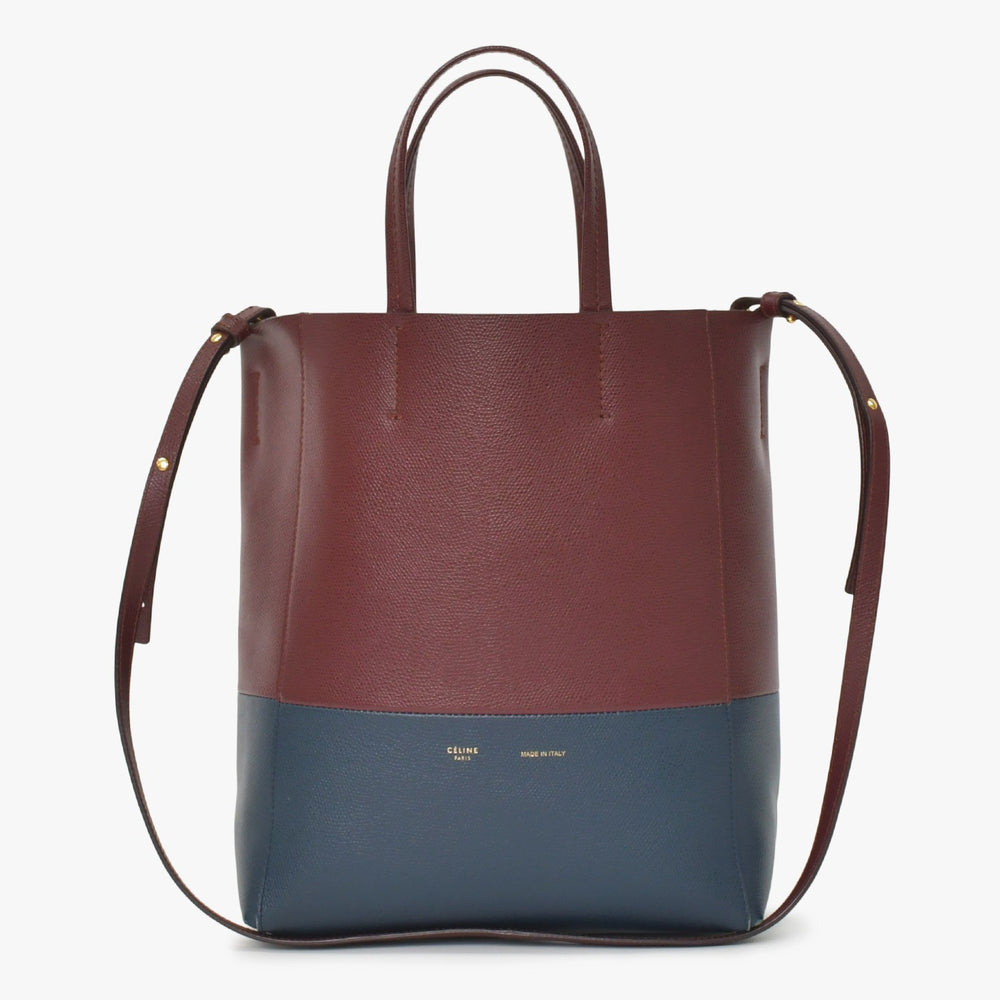 CELINE セリーヌ バーティカル カバ スモール ボルドー ネイビー トートバッグ ハンドバッグ 2WAY 美品 中古 4a004877