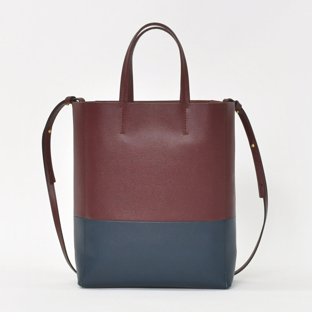 CELINE セリーヌ バーティカル カバ スモール ボルドー ネイビー トートバッグ ハンドバッグ 2WAY 美品 中古 4a004877