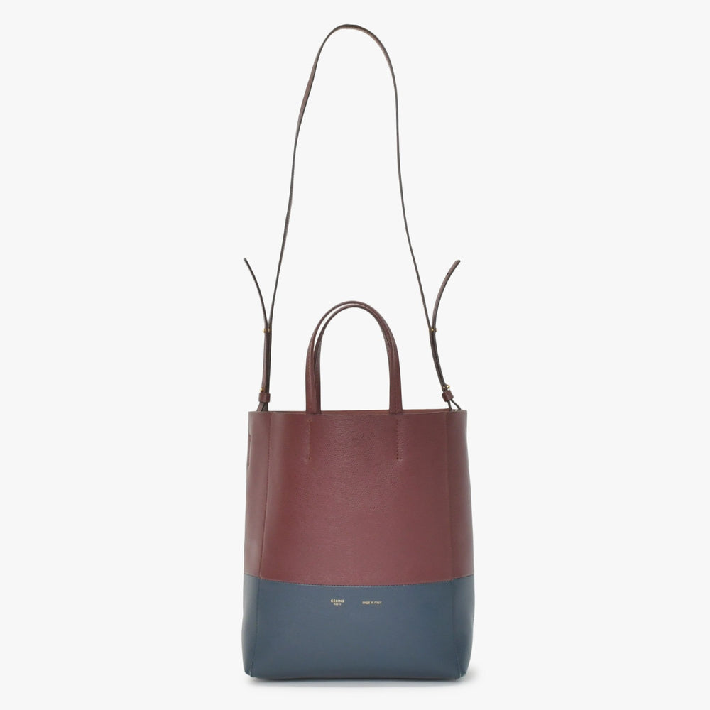 CELINE Vertical Hippo Small Bordeaux Navy Tote Bag Handbag 2WAY Good Condition Used 4a004877