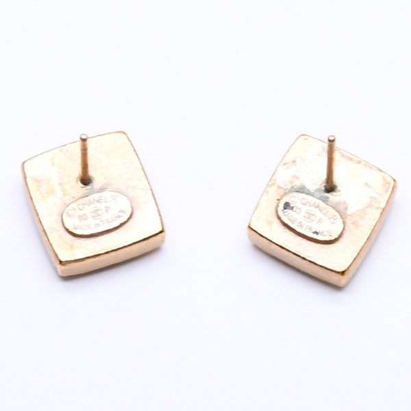 CHANEL Coco Mark Square Earrings Weight Approx. 4.96g 03P Stamp Metal GP Gold Good Condition Used 4b008827