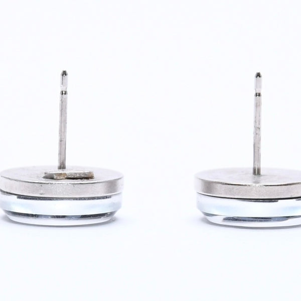 Very good condition CHANEL button earrings silver here mark mirror weight approx. 4.04g 03V engraved silver used 4b007592