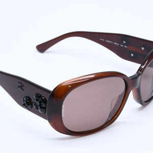 Mint condition CHANEL Coco Mark Eyewear Sunglasses Dark Brown Black Camellia 5113 56◻16 130 Used 4a004927