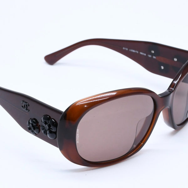 Mint condition CHANEL Coco Mark Eyewear Sunglasses Dark Brown Black Camellia 5113 56◻16 130 Used 4a004927