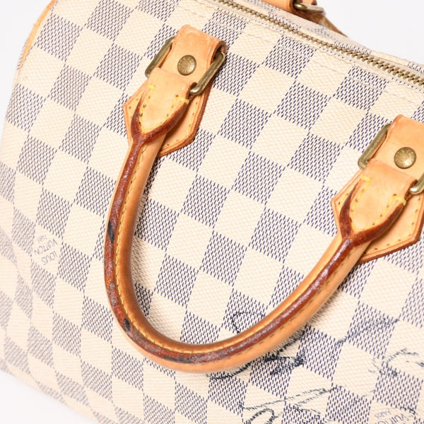 LOUIS VUITTON ルイヴィトン ハンドバッグ スピーディ25 ダミエアズール N41534 ホワイト ネイビー 良品 中古 4a004890