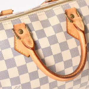 LOUIS VUITTON ルイヴィトン ハンドバッグ スピーディ25 ダミエアズール N41534 ホワイト ネイビー 良品 中古 4a004890