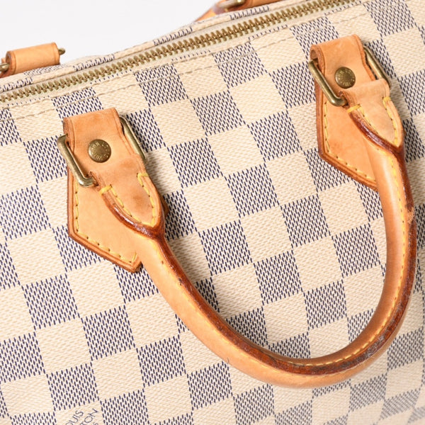 LOUIS VUITTON ルイヴィトン ハンドバッグ スピーディ25 ダミエアズール N41534 ホワイト ネイビー 良品 中古 4a004890