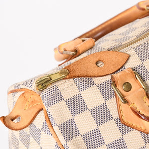 LOUIS VUITTON ルイヴィトン ハンドバッグ スピーディ25 ダミエアズール N41534 ホワイト ネイビー 良品 中古 4a004890