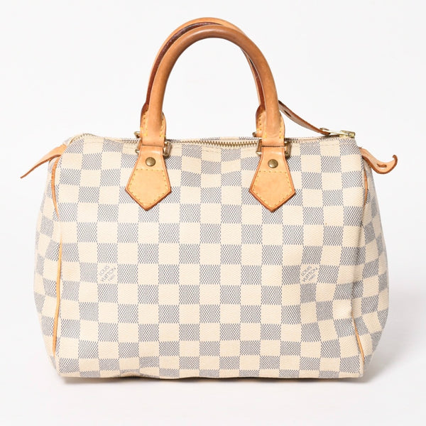 LOUIS VUITTON ルイヴィトン ハンドバッグ スピーディ25 ダミエアズール N41534 ホワイト ネイビー 良品 中古 4a004890