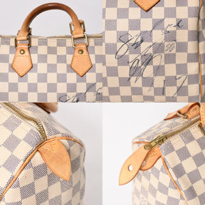LOUIS VUITTON ルイヴィトン ハンドバッグ スピーディ25 ダミエアズール N41534 ホワイト ネイビー 良品 中古 4a004890