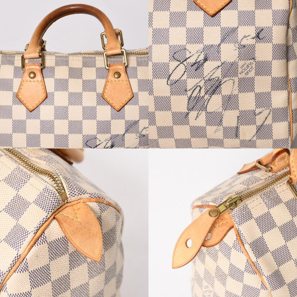 LOUIS VUITTON ルイヴィトン ハンドバッグ スピーディ25 ダミエアズール N41534 ホワイト ネイビー 良品 中古 4a004890