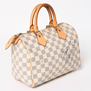 LOUIS VUITTON ルイヴィトン ハンドバッグ スピーディ25 ダミエアズール N41534 ホワイト ネイビー 良品 中古 4a004890
