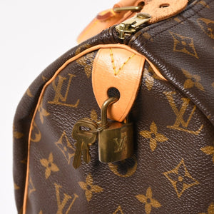 極美品 LOUIS VUITTON ルイヴィトン スピーディ30 ハンドバッグ M41526 モノグラム ブラウン ゴールド金具 中古 4a004880
