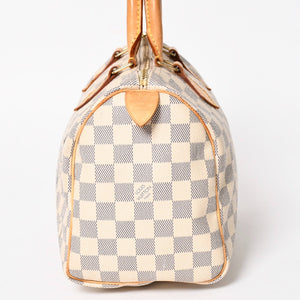 LOUIS VUITTON ルイヴィトン ハンドバッグ スピーディ25 ダミエアズール N41534 ホワイト ネイビー 良品 中古 4a004890