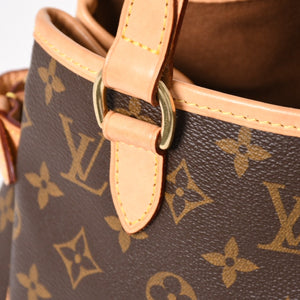 極美品 LOUIS VUITTON ルイヴィトン パティニョール ハンドバッグ M51156 モノグラムキャンバス ヌメ革 ブラウン ゴールド金具 廃盤 中古 4b007306