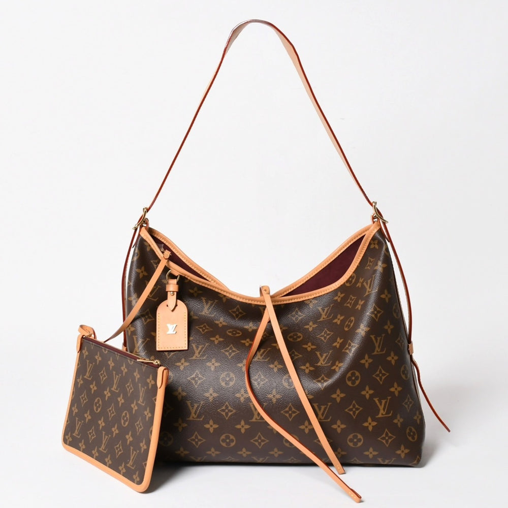 極美品 LOUIS VUITTON ルイヴィトン キャリーオールNM MM トートバッグ M46197 モノグラム ブラウン PVC レザー ヌメ革 ゴールド金具 中古 4a004884
