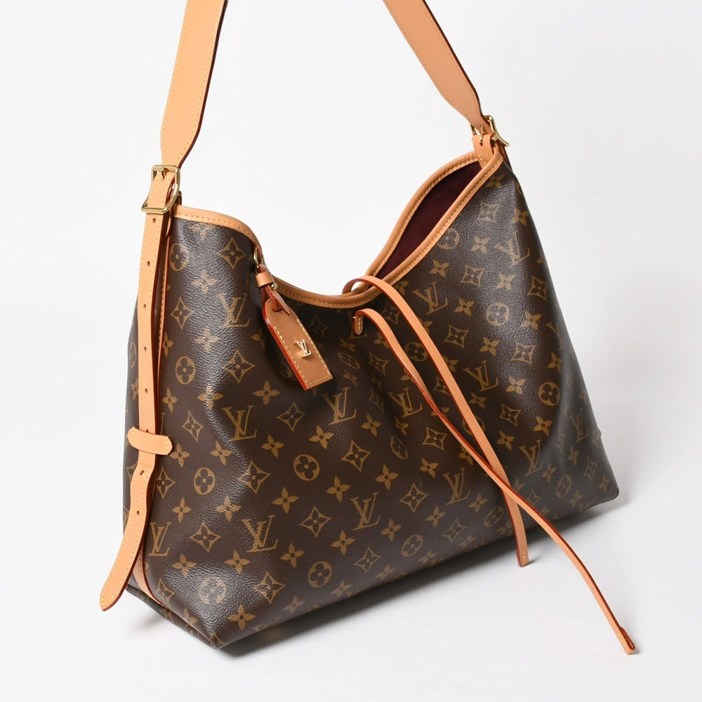 極美品 LOUIS VUITTON ルイヴィトン キャリーオールNM MM トートバッグ M46197 モノグラム ブラウン PVC レザー ヌメ革 ゴールド金具 中古 4a004884