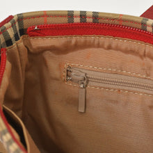 画像をギャラリービューアに読み込む, BURBERRY バーバリー ハンドバッグ ノバチェック キャンバス レザー レッド マルチカラー ゴールド金具 美品 中古 4a004895