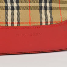 画像をギャラリービューアに読み込む, BURBERRY バーバリー ハンドバッグ ノバチェック キャンバス レザー レッド マルチカラー ゴールド金具 美品 中古 4a004895