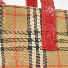画像をギャラリービューアに読み込む, BURBERRY バーバリー ハンドバッグ ノバチェック キャンバス レザー レッド マルチカラー ゴールド金具 美品 中古 4a004895