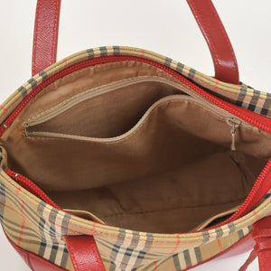 BURBERRY Burberry Handbag Nova Check Canvas Leather Red Multicolor Gold Hardware Good Condition Used 4a004895