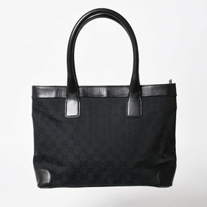 極美品 GUCCI グッチ ハンドバッグ トートバッグ GGキャンバス レザー 33890 ブラック ゴールド金具 中古 4a004897
