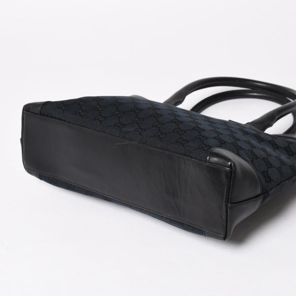 極美品 GUCCI グッチ ハンドバッグ トートバッグ GGキャンバス レザー 33890 ブラック ゴールド金具 中古 4a004897