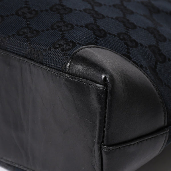 極美品 GUCCI グッチ ハンドバッグ トートバッグ GGキャンバス レザー 33890 ブラック ゴールド金具 中古 4a004897