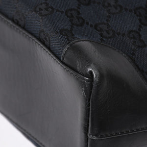 極美品 GUCCI グッチ ハンドバッグ トートバッグ GGキャンバス レザー 33890 ブラック ゴールド金具 中古 4a004897