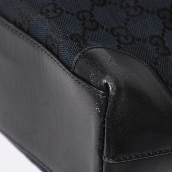 極美品 GUCCI グッチ ハンドバッグ トートバッグ GGキャンバス レザー 33890 ブラック ゴールド金具 中古 4a004897