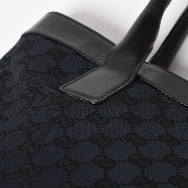 極美品 GUCCI グッチ ハンドバッグ トートバッグ GGキャンバス レザー 33890 ブラック ゴールド金具 中古 4a004897