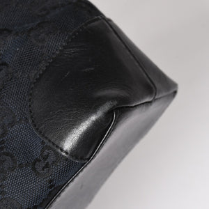 極美品 GUCCI グッチ ハンドバッグ トートバッグ GGキャンバス レザー 33890 ブラック ゴールド金具 中古 4a004897