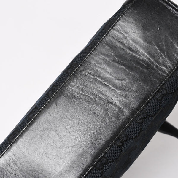 極美品 GUCCI グッチ ハンドバッグ トートバッグ GGキャンバス レザー 33890 ブラック ゴールド金具 中古 4a004897