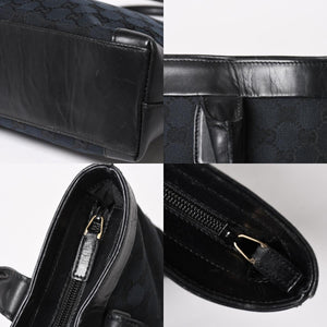 極美品 GUCCI グッチ ハンドバッグ トートバッグ GGキャンバス レザー 33890 ブラック ゴールド金具 中古 4a004897