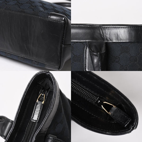 極美品 GUCCI グッチ ハンドバッグ トートバッグ GGキャンバス レザー 33890 ブラック ゴールド金具 中古 4a004897