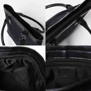 極美品 GUCCI グッチ ハンドバッグ トートバッグ GGキャンバス レザー 33890 ブラック ゴールド金具 中古 4a004897