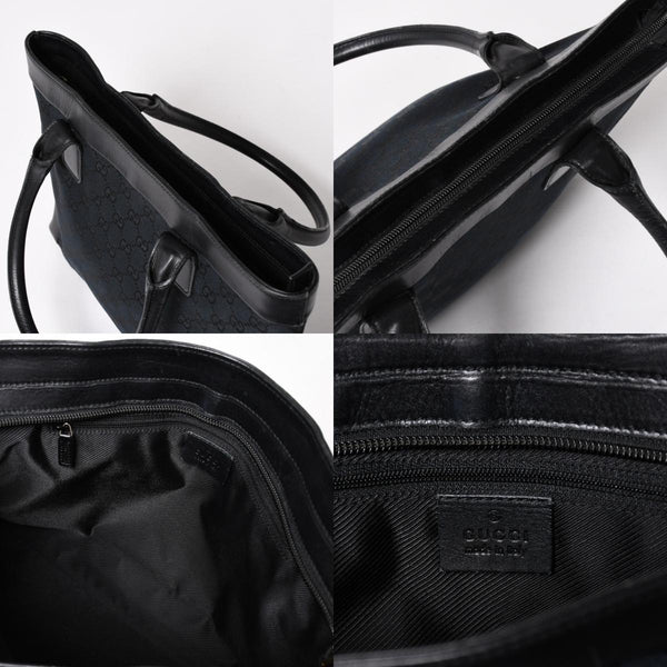 極美品 GUCCI グッチ ハンドバッグ トートバッグ GGキャンバス レザー 33890 ブラック ゴールド金具 中古 4a004897