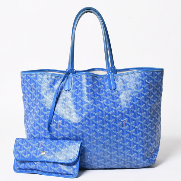 GOYARD Saint Louis PM PVC Leather Tote Bag Handbag Pouch Blue Good Condition Used 4a005081